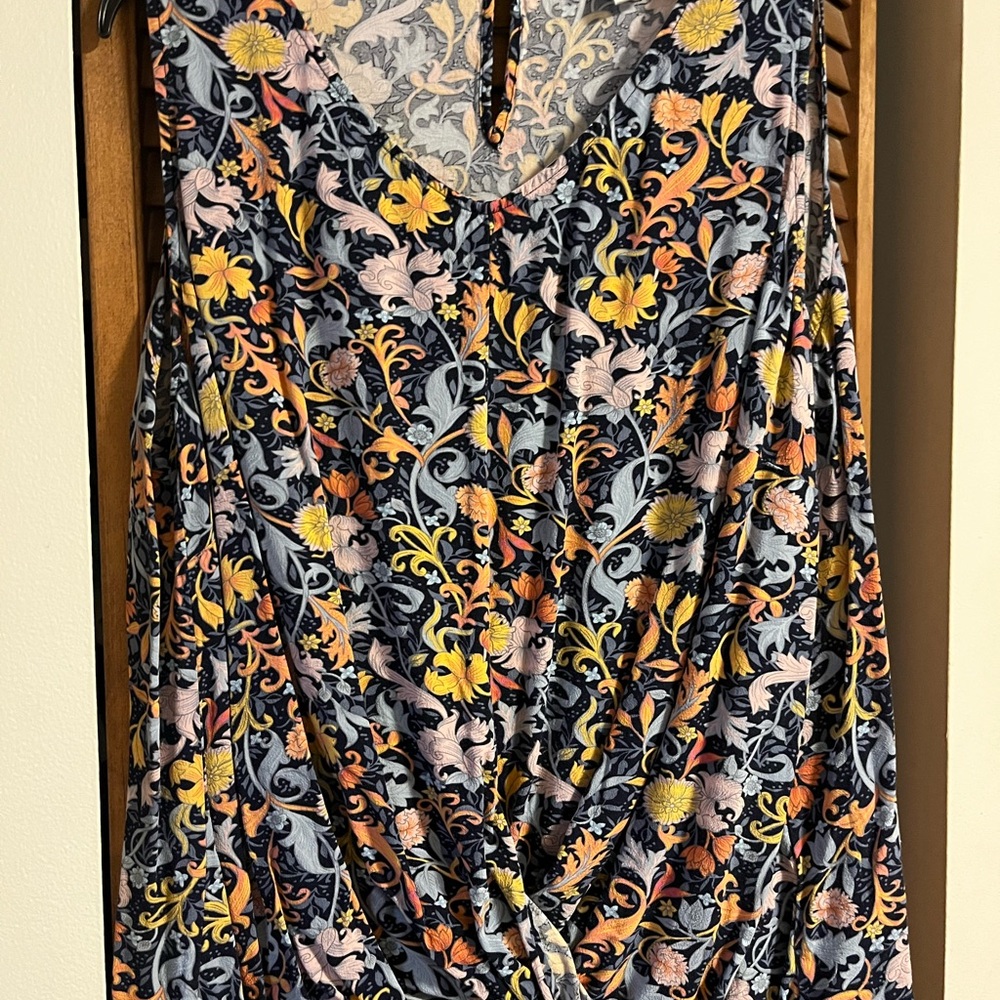 CJ Banks Floral V-Neck Top - Yellow, Pink, Blue